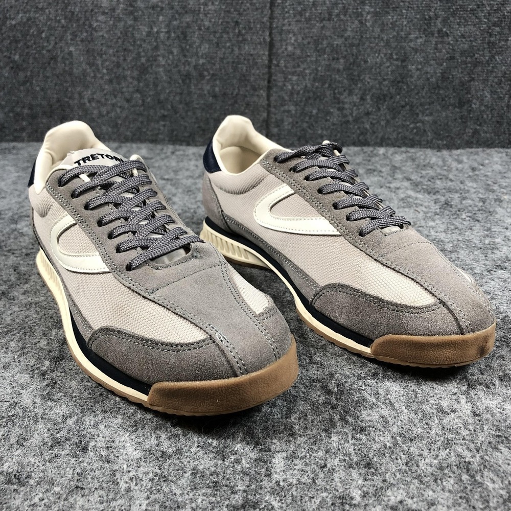 Tretorn Gray Suede & Mesh Sneakers with Cream and Brown Accents
